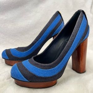 Tory Burch Joelle two tone wooden platform heel